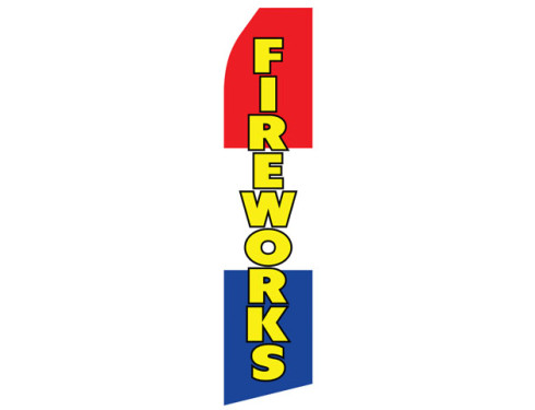 Red, White, and Blue Fireworks Econo Stock Flag