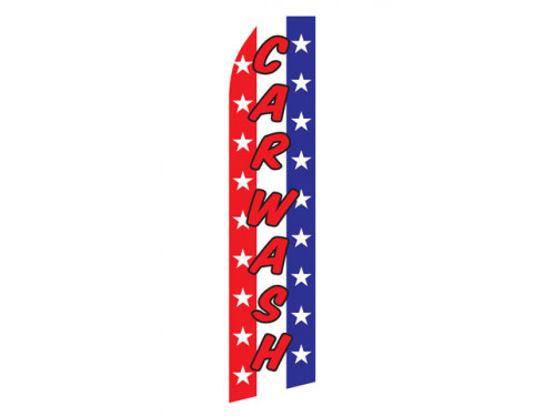 Red White and Blue Car Wash Econo Stock Flag