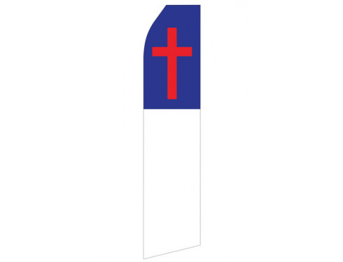 Blue White and Red Cross Econo Stock Flag