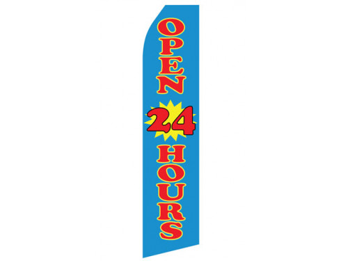 Blue Open 24 Hours Econo Stock Flag